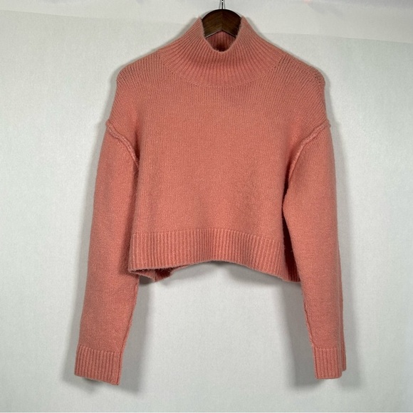 Zara Coral Turtleneck Cropped Sweater - Picture 1 of 9